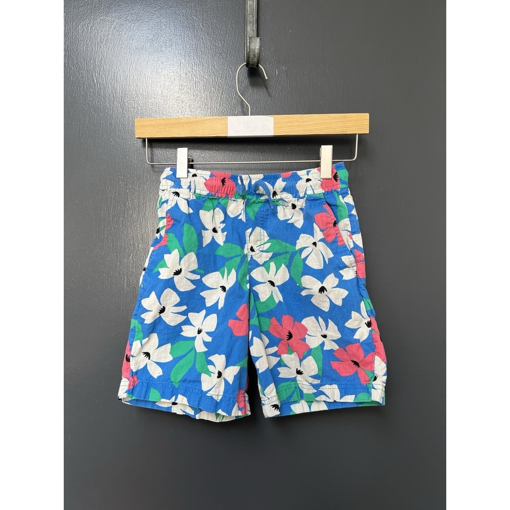 Hanna Andersson Boys Size 8 Pink Blue Tropical Floral Cargo Shorts Hawaiian